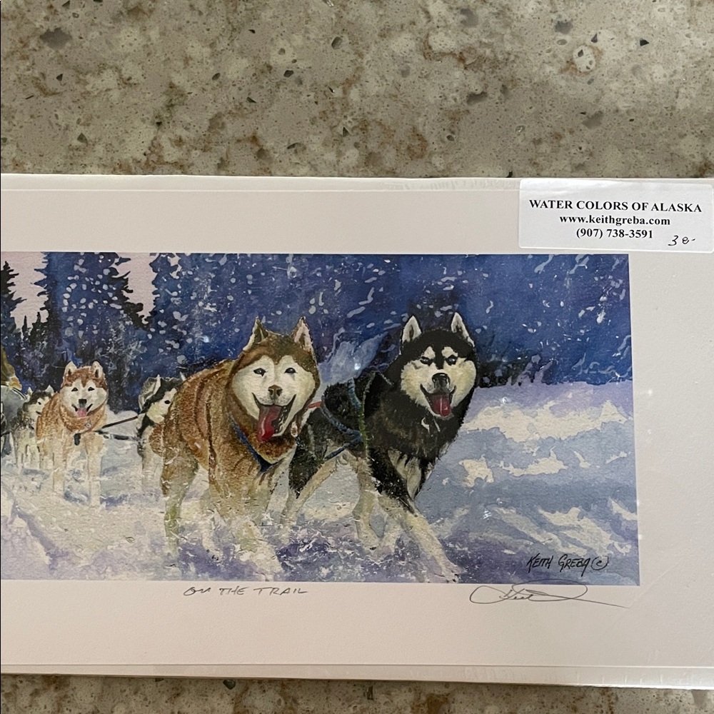 Watercolors of Alaska Dog Sled Print